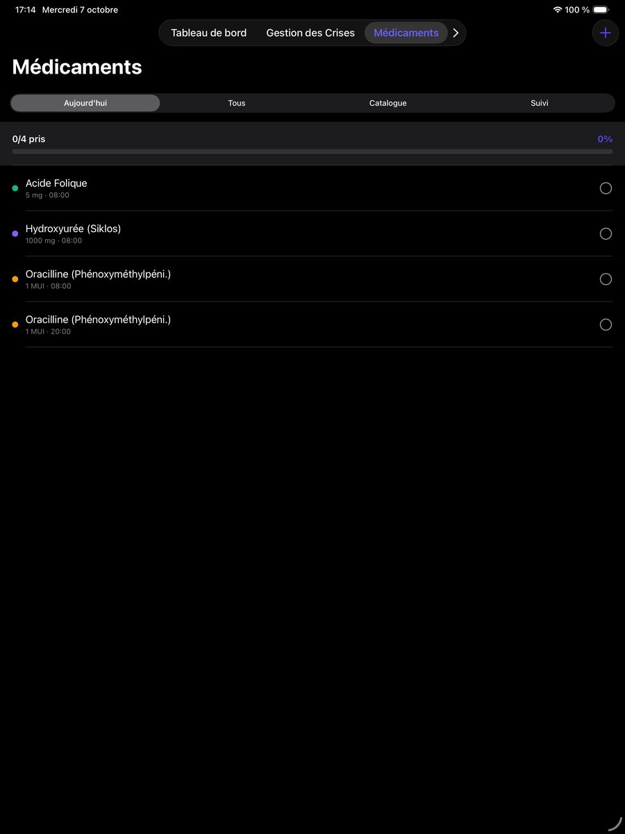 Médicaments — DrepaPulse sur iPad