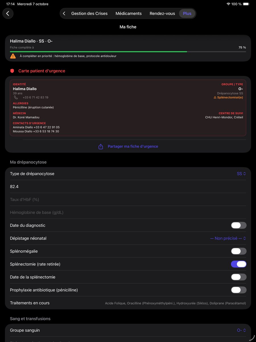 Ma fiche — DrepaPulse sur iPad